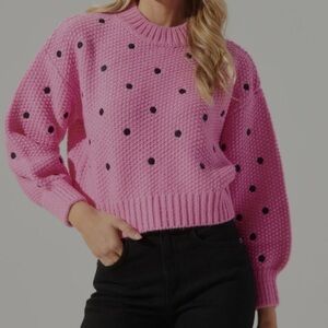 Sugar & Lips Bubblegum Pink Crop Sweater with Bell Sleeves size Medium